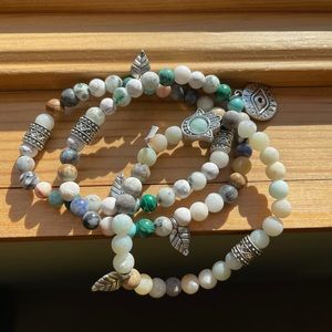 3 multicolor beaded bracelets